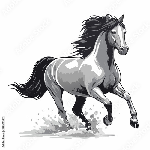 Fast Galloping Horse Vector Silhouette