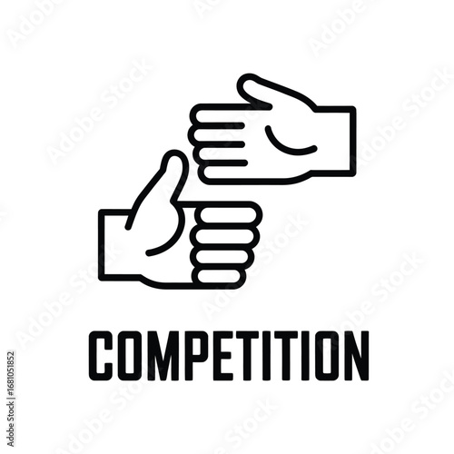 Two hands giving thumbs up and thumbs down in a competition concept