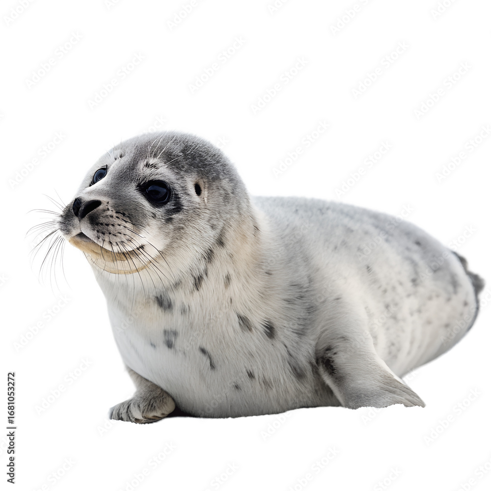 Fototapeta premium Adorable baby seal pup portrait cute animal wildlife photography stock image for commercial use online now
