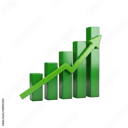 Free Download Green bar chart rising with arrow showing positive growth and success transparent background - GFXLoad