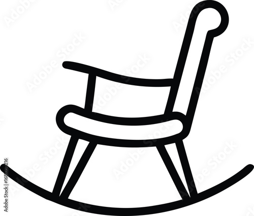 rocking chair outline isolated on transparent background