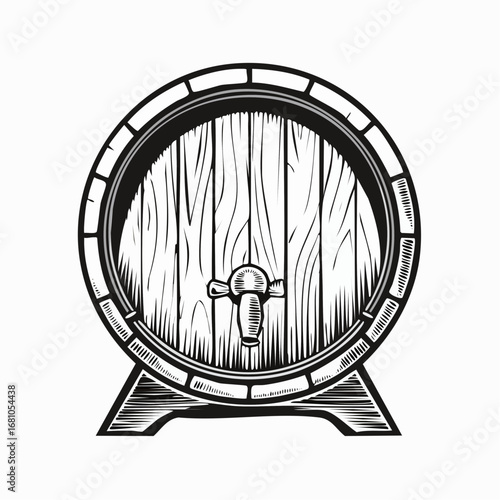 Beer barrel wooden vector image. Wine Or Beer Barrel Isolated On White Background. Vector Illustration