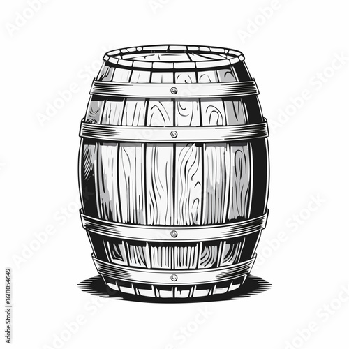 Beer barrel wooden vector image. Wine Or Beer Barrel Isolated On White Background. Vector Illustration