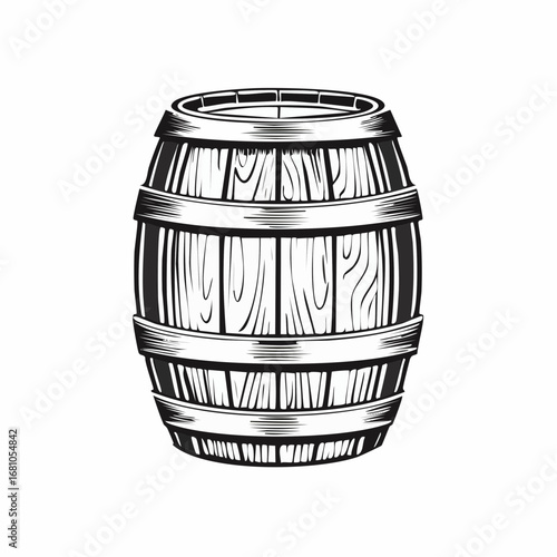 Beer barrel wooden vector image. Wine Or Beer Barrel Isolated On White Background. Vector Illustration