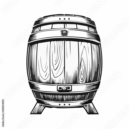 Beer barrel wooden vector image. Wine Or Beer Barrel Isolated On White Background. Vector Illustration