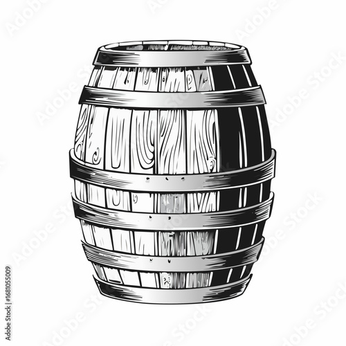 Beer barrel wooden vector image. Wine Or Beer Barrel Isolated On White Background. Vector Illustration