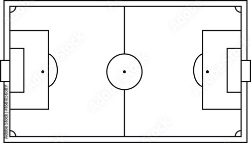 Soccer Field Top View Outline Vector – Football Pitch Diagram