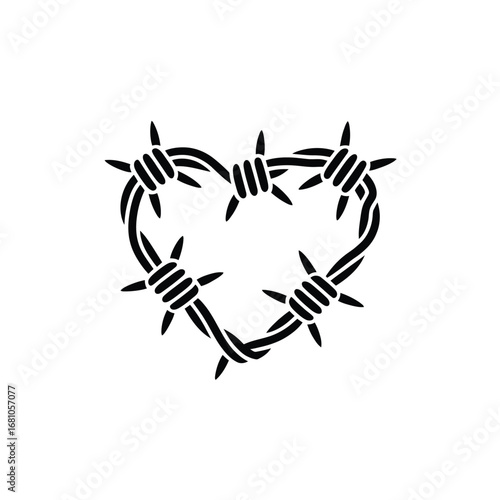 Barbed wire heart shape symbolizing pain love protection and danger