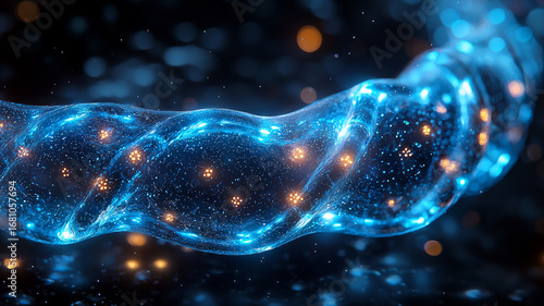 Abstract Swirling Blue Energy with Orange Sparks