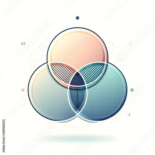 Minimal Venn Diagram Design with Overlapping Circles – Modern Data Visualization Concept