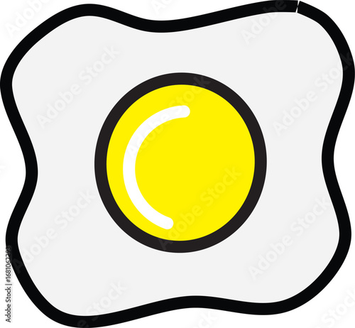 A simple, stylized illustration of a fried egg with a bright yellow yolk and white.