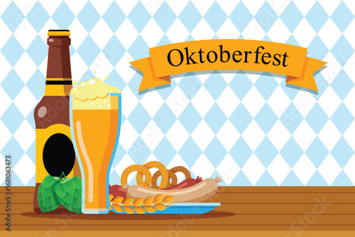 Realistic birthday background Oktoberfest 