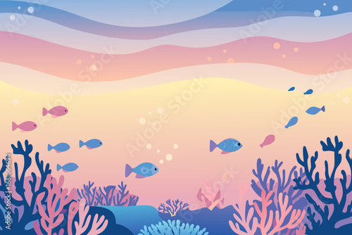 colorful underwater scene with fish swimming among vibrant corals