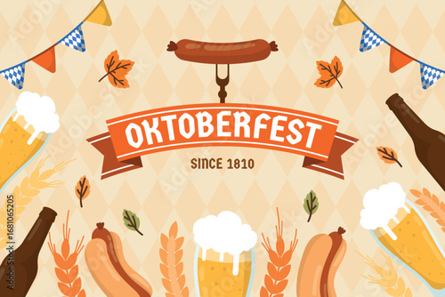 Oktoberfest Hand drawn Flat Background Oktoberfest2