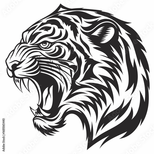 Wallpaper Mural a fierce tiger head with intricate black white patterns Torontodigital.ca