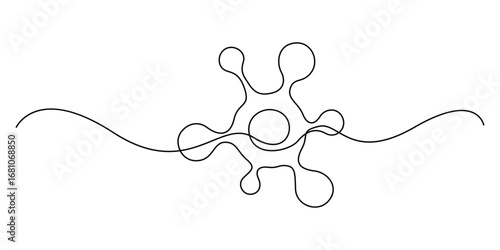 Single continuous line drawing of molecule. Isolated on white background vector illustration