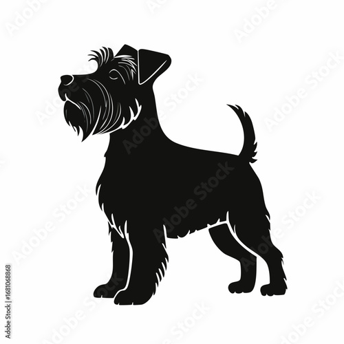 miniature schnauzer dog black silhouette vector with white background
