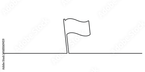 Continuous single line drawing a flag. One line drawing of flag icon. Flag icon continuous line. Isolated on white background vector illustration