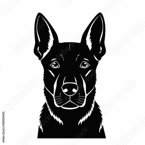 Belgian malinois dog black silhouette vector with white background