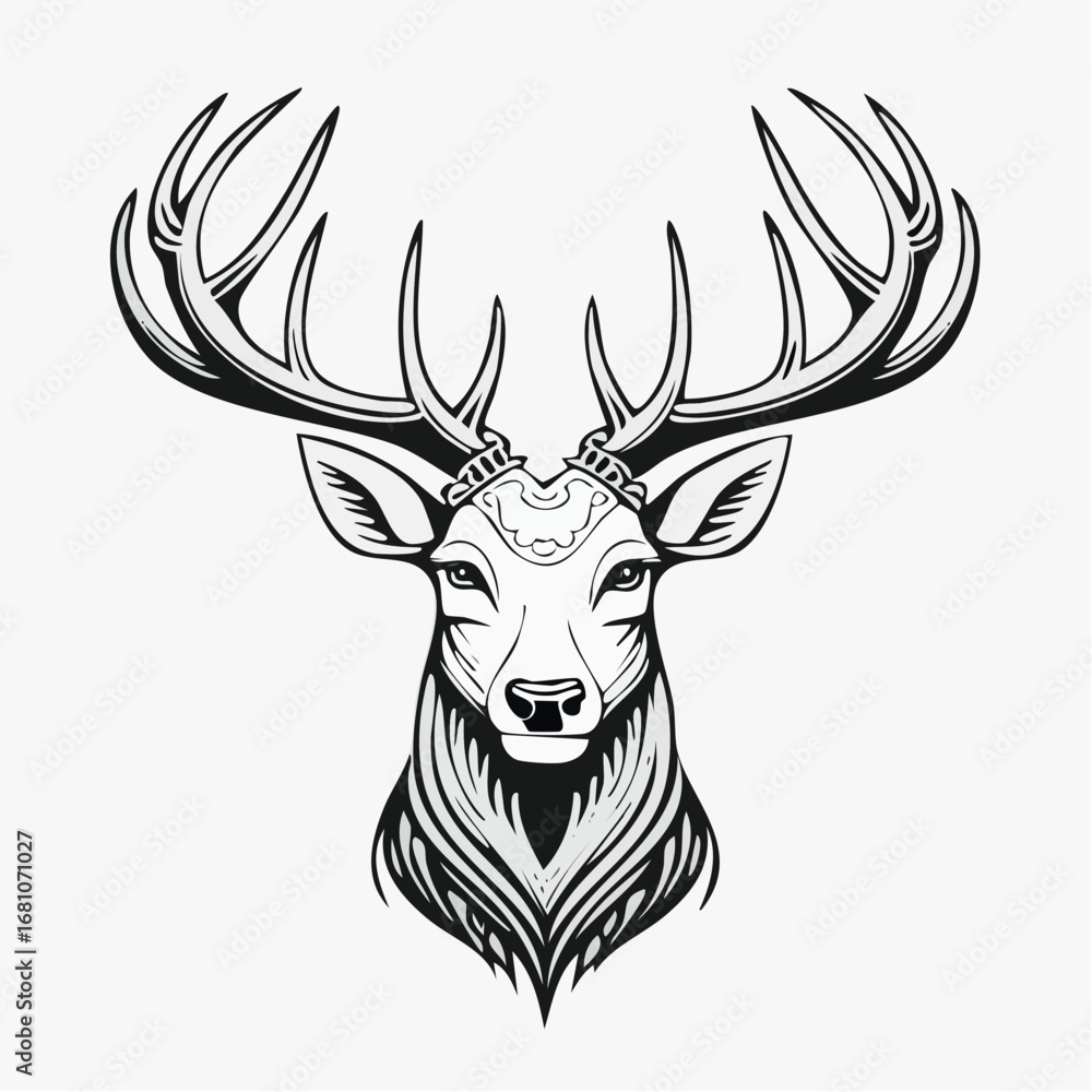Naklejka premium Deer Head Line Art vector illustrations, perfect for logos, branding, and design projects.