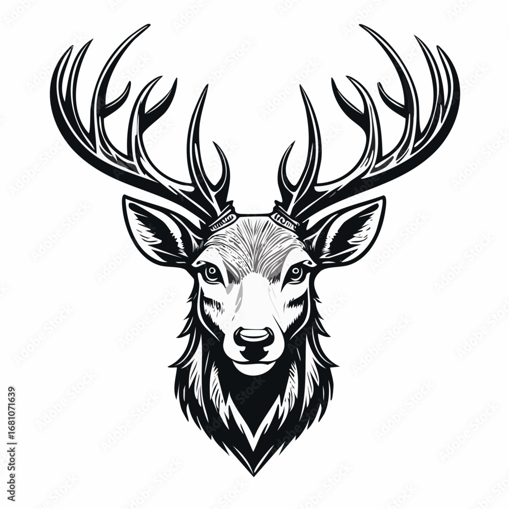 Fototapeta premium Deer Head vector illustrations, perfect icon for logos, branding, and design projects.
