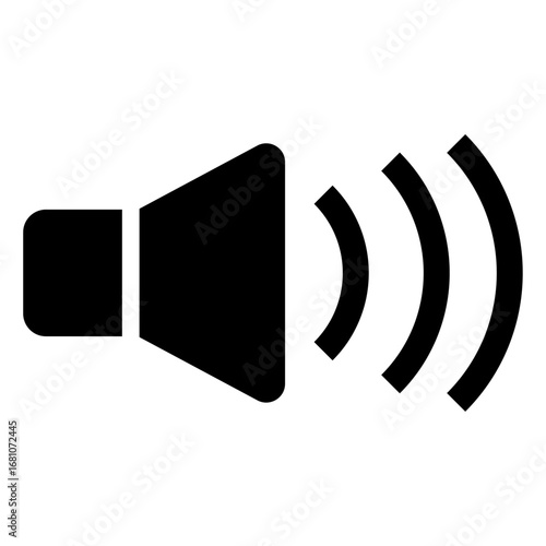 黒いスピーカーのアイコン・音声ON状態・音波付き｜Black Speaker Volume Icon with Sound Waves