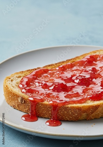 Closeup of Strawberry Jam on Toast