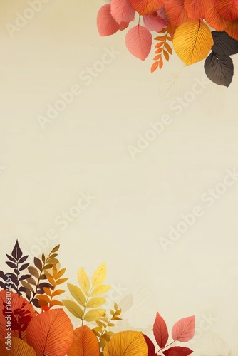 Autumn Leaves Decorative Border: Background Element for Thanksgiving and Autumn Themes