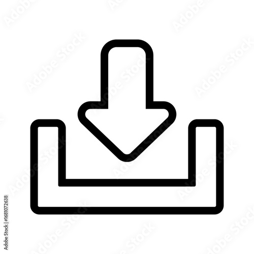 シンプルなダウンロードアイコン（Simple Download Icon）／線画スタイル・ベクター素材
