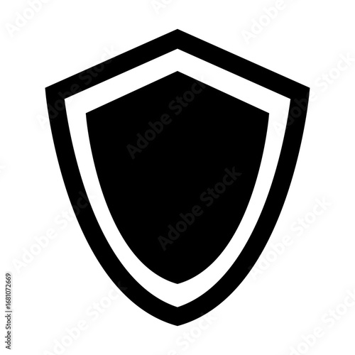 セキュリティ・シールドのアイコン（Security Shield Icon）ベクター素材／白黒・シンプルデザイン