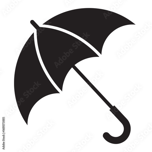 black and white silhouette of an umbrella vector on a white background
