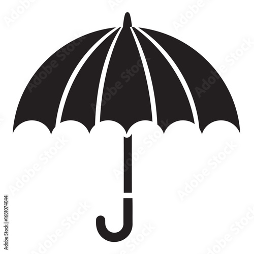 black and white silhouette of an umbrella vector on a white background