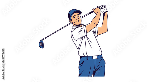 Golfer's Swing: A stylized illustration captures a golfer in mid-swing, demonstrating the power and grace of the sport. Focusing on the key moment of action.