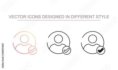 Profile Accepted icon design with white background stock illustration