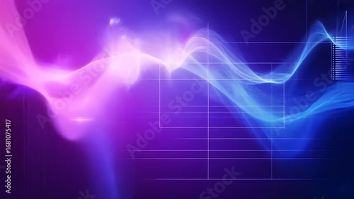 Abstract digital design with purple and blue hues.