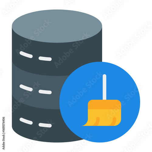 Data cleansing icon. Database cleanup symbol. Information correction and accuracy collection. Flat Icon