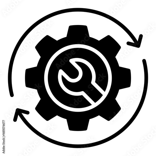Optimization icon. Business improvement symbol. Data performance and process collection. Glyph Icon