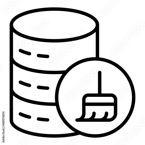 Data cleansing icon. Database cleanup symbol. Information correction and accuracy collection. Line Icon