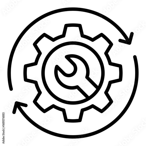 Optimization icon. Business improvement symbol. Data performance and process collection. Line Icon