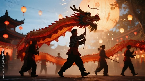 Chinese Dragon Dance at Night