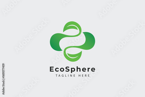 EcoSphere logo- green leaf and sphere logo