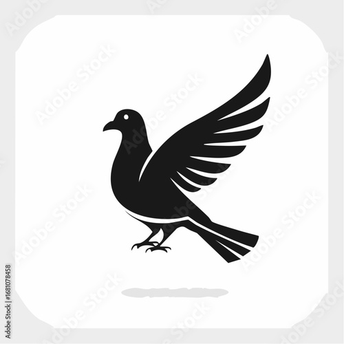 Wallpaper Mural dove bird black silhouette vector, Simple silhouette Design vector icon with white background. Wild bird Torontodigital.ca
