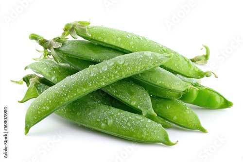 Sugar snap peas on plain white background
