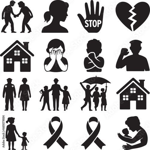Family and relationship icons showing people and emotions couple woman