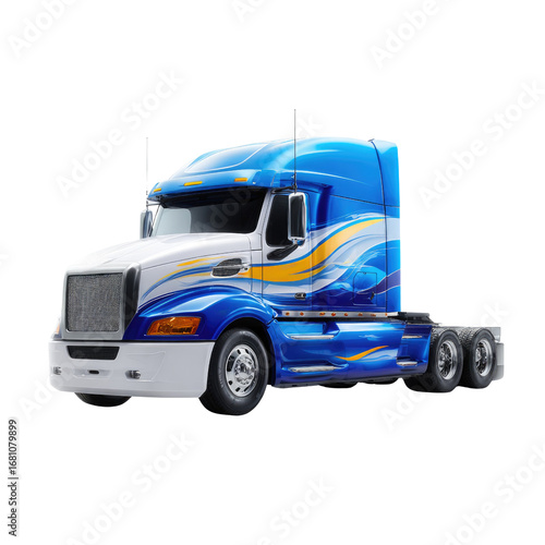Wallpaper Mural Blue and White Semi Truck with Artistic Design on Isolated Background for Transportation and Logistics Concepts Torontodigital.ca
