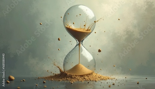 Aesthetic hourglass symbolizes fleeting time, deadline pressure, urgency, and the inevitable march forward