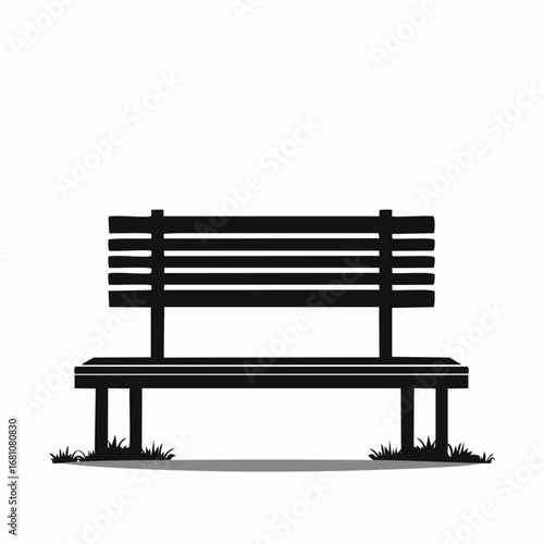 park bench black silhouette vector, Simple silhouette Design vector icon with white background.