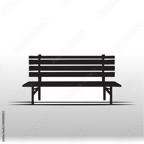 park bench black silhouette vector, Simple silhouette Design vector icon with white background.