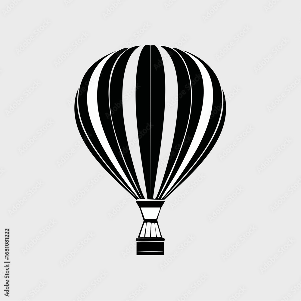 Naklejka premium hot air balloon black silhouette vector, Simple silhouette Design vector icon with white background.