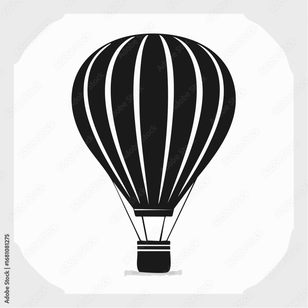 Naklejka premium hot air balloon black silhouette vector, Simple silhouette Design vector icon with white background.